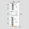 Inval Kitchen/Microwave Storage Cabinet 23.6 in.W x 16.9 in. D x 67 in. H in White and Vienes Oak AL-3513